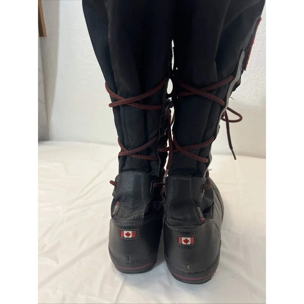 PAJAR Waterproof Grip Tall Winter Lined Lace Up Womens Sz 7 7.5 Black Red EU‎ 38